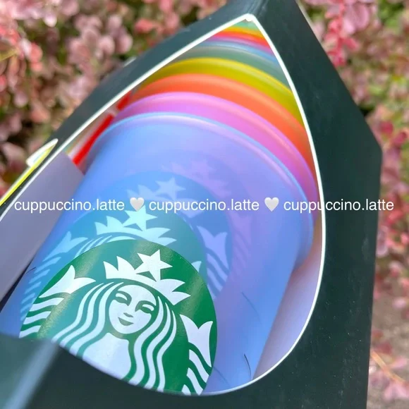 🌈NEW SET✏️Starbucks 2022 Back to School Rainbow Cold Cups & Emoji Hot Cups - Picture 9 of 14